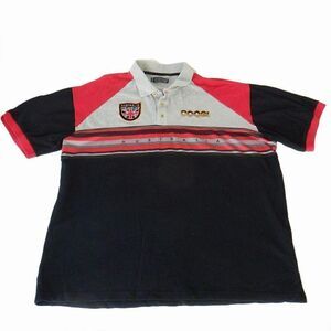 Coogi Australia British flag black red color panel crest embroidery polo top